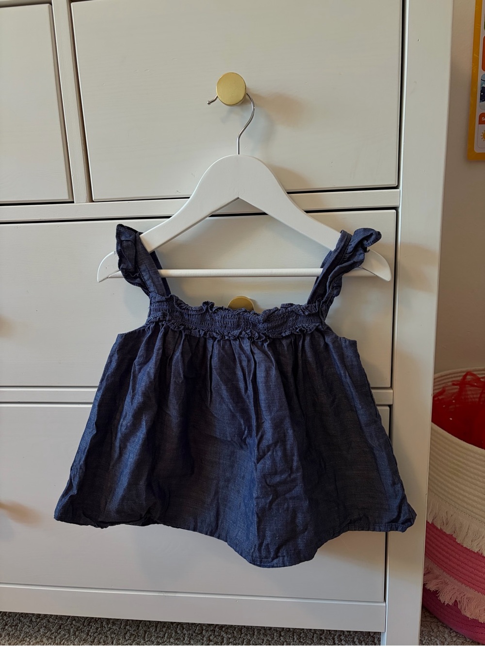 Janie and Jack Chambray Top Girls 4 Blue Sleeveless Classic